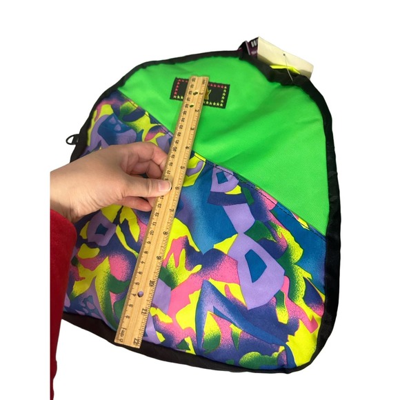 Vintage NWT Trendy Backpack, Neon Green Abstract from the 90's Y2K Millennial - Picture 7 of 9